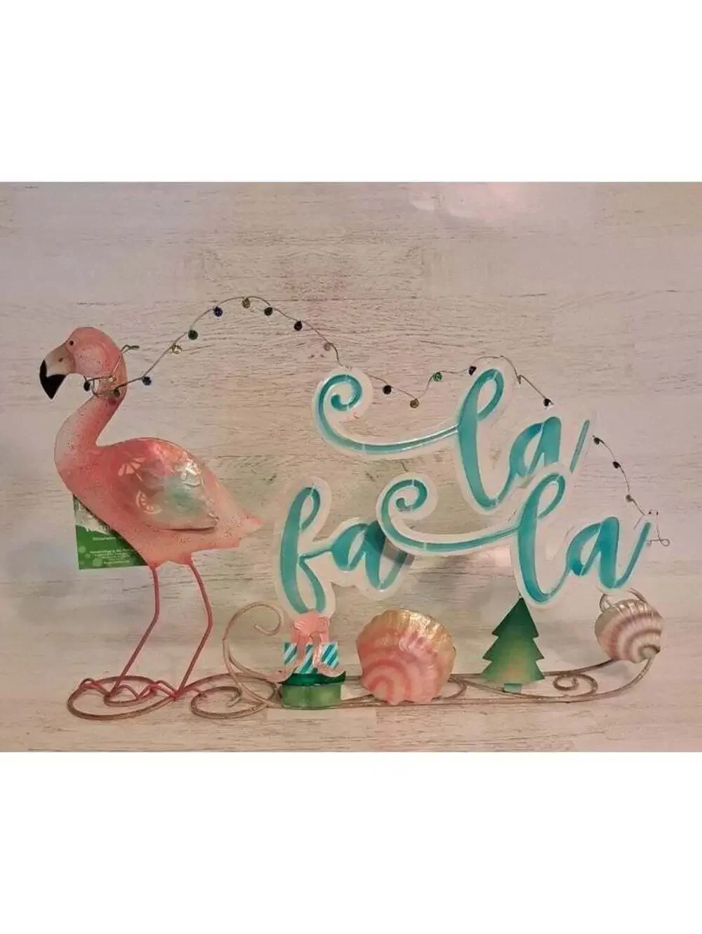 Flamingo Fa La La Holiday Decor Tropical Beach Christmas Costal Table Decor